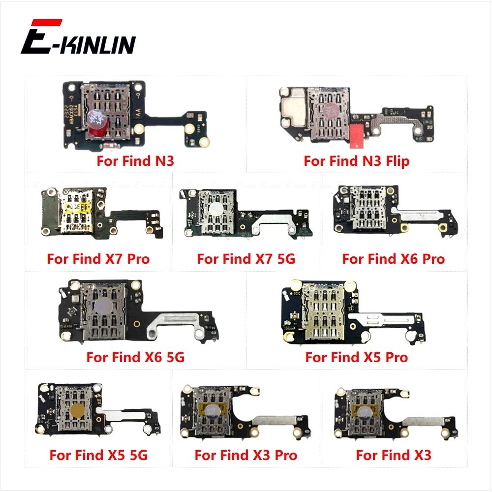 SIM Card Tray Slot Holder Socket Board Flex Cable For OPPO Find X2 Neo X3 X5 X6 X7 Pro 5G N3 Flip N5 Receiver Parts
