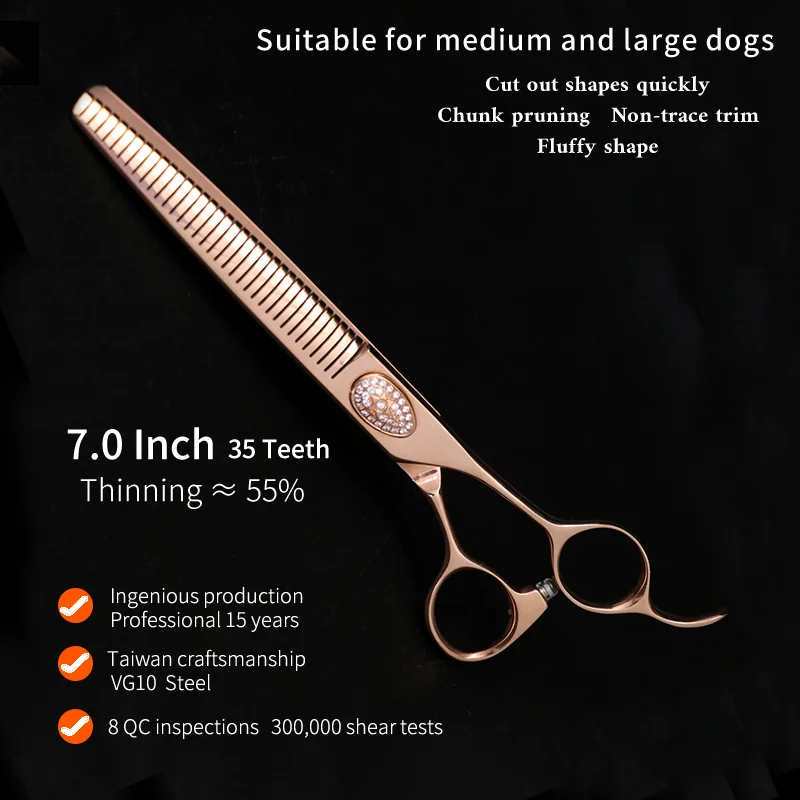 Crane High-end 7.0 inch Pet Grooming Fluffy Scissors Thinner Traceless Professional Dog Thinning Shears For Dog/Cat Grooming