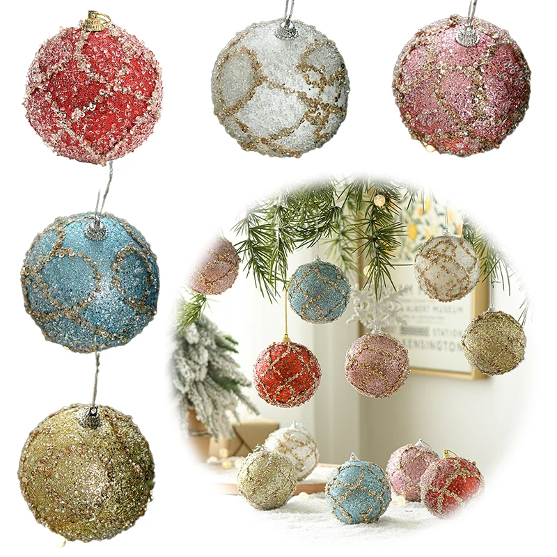 Foam Christmas Balls With Gold Mesh, Hanging Ornaments For Holiday Scene Setup, Ideal For Christmas Tree And Festive Decorations