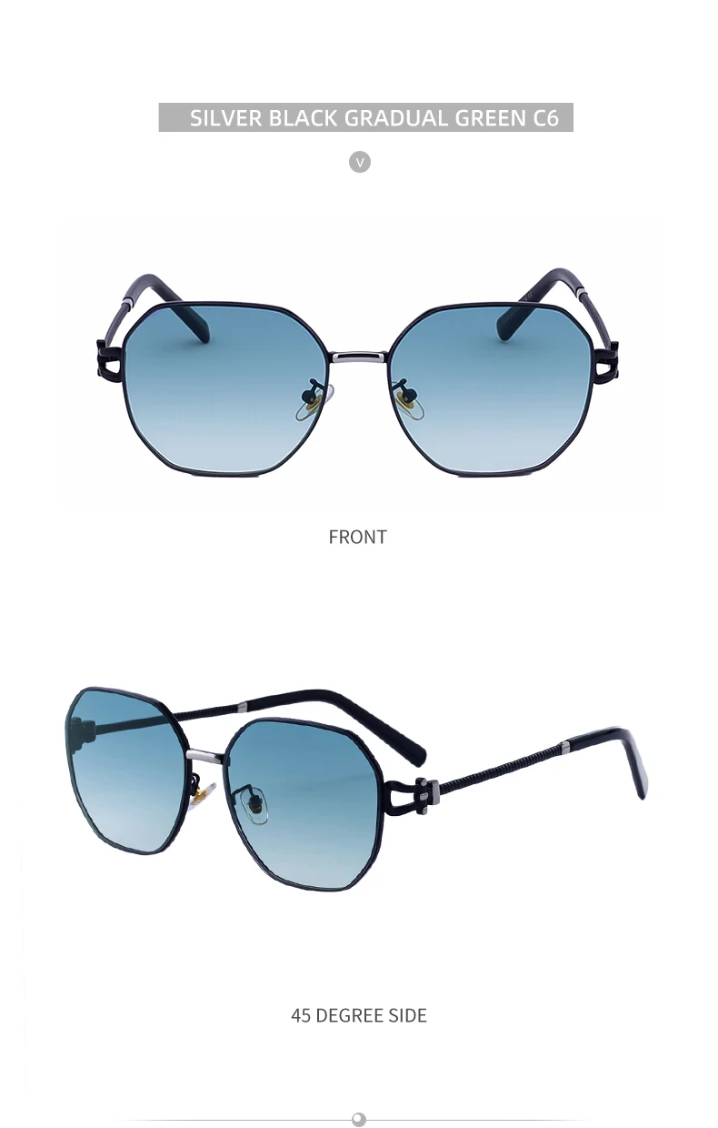 Übergroße quadratische Sonnenbrille für Damen – Luxusmarke 2026, Punk-Metallrahmen, Polygon-Sonnenbrille für Damen, modische Eyewear-Shades – Detail 18
