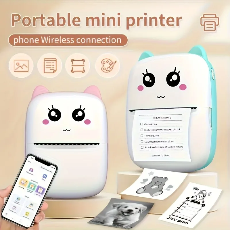 Portable Mini Thermal Printer, HD Printing, Great for Labels