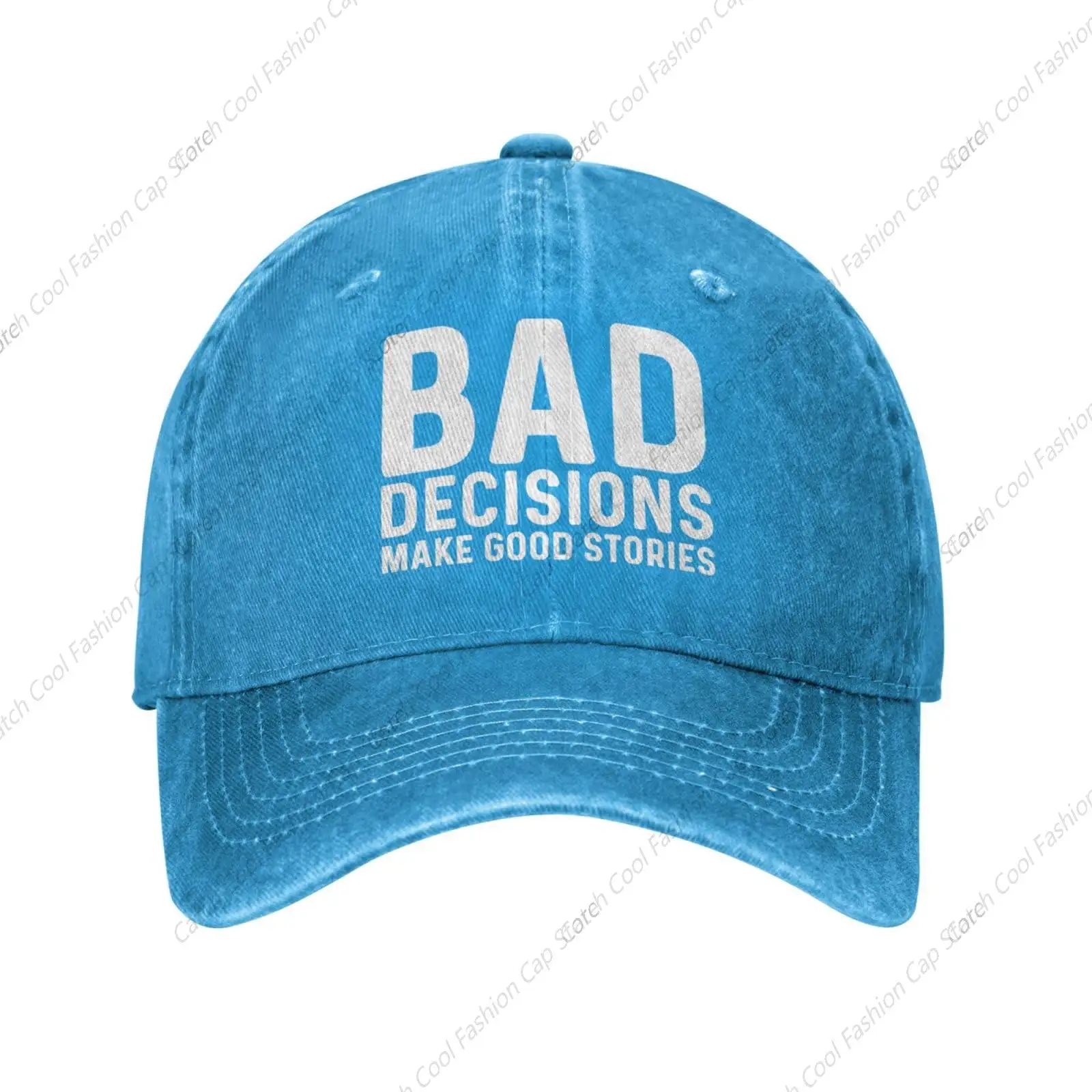 

Bad Decisions Make Good Stories Baseball Cap for Men Women Vintage Trucker Denim Hat Washed Cotton Fashion Unisex Sports