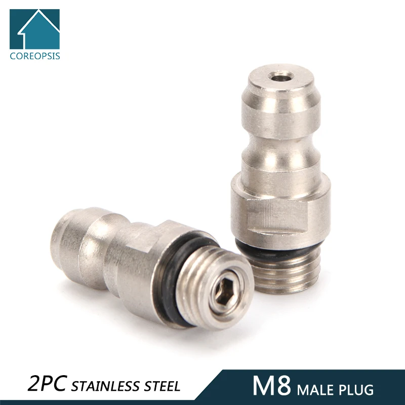 

8mm Stainless Steel Quick Plug Coupler M8x1 Thread Adapter for Air Refilling Quick Couplings Connectors Fittings 2pcs/set