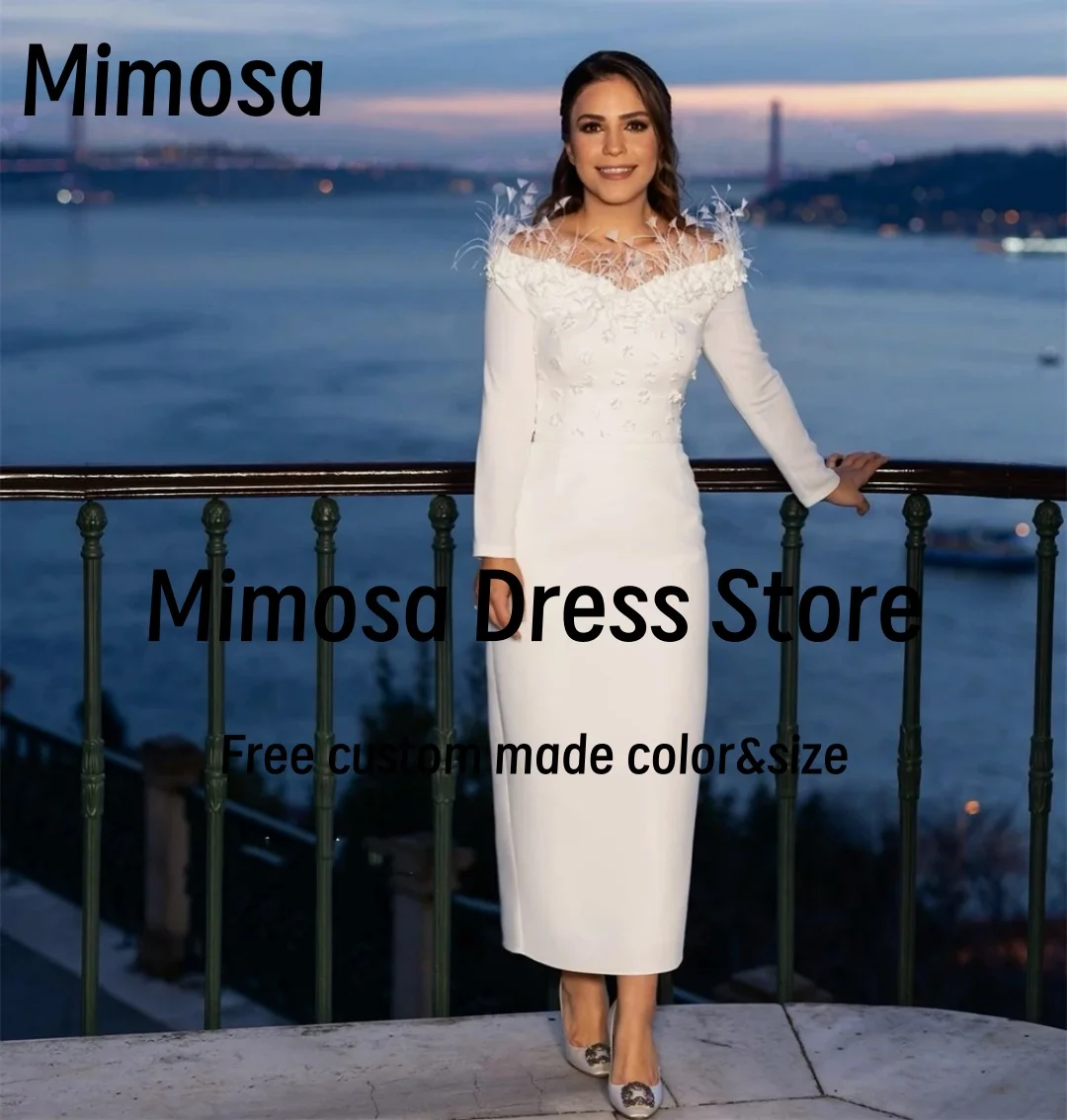 

Вечернее платье для выпускного вечера Mimosa с перьями и цветами платье женское вечернее платье до щиколотки на день рождения по индивидуальному заказу