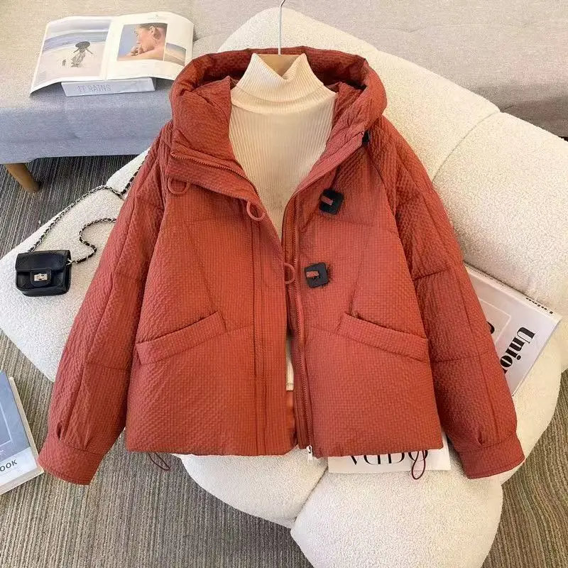 

2025 new down cotton jacket women's short loose hooded cotton jacket autumn and winter Korean version casual cotton jacket jacke