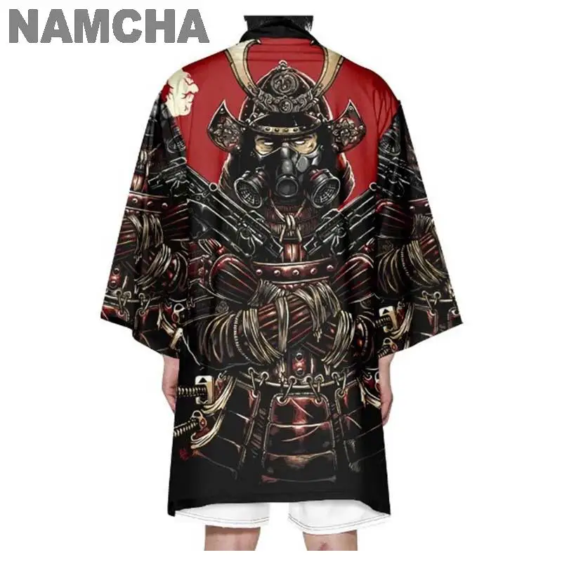 

Asian Traditional Costume Long Kimono Black Street Printed Cloak Japanese Men Summer Coat Yukata Cardigan Loungewear Jacket Cape