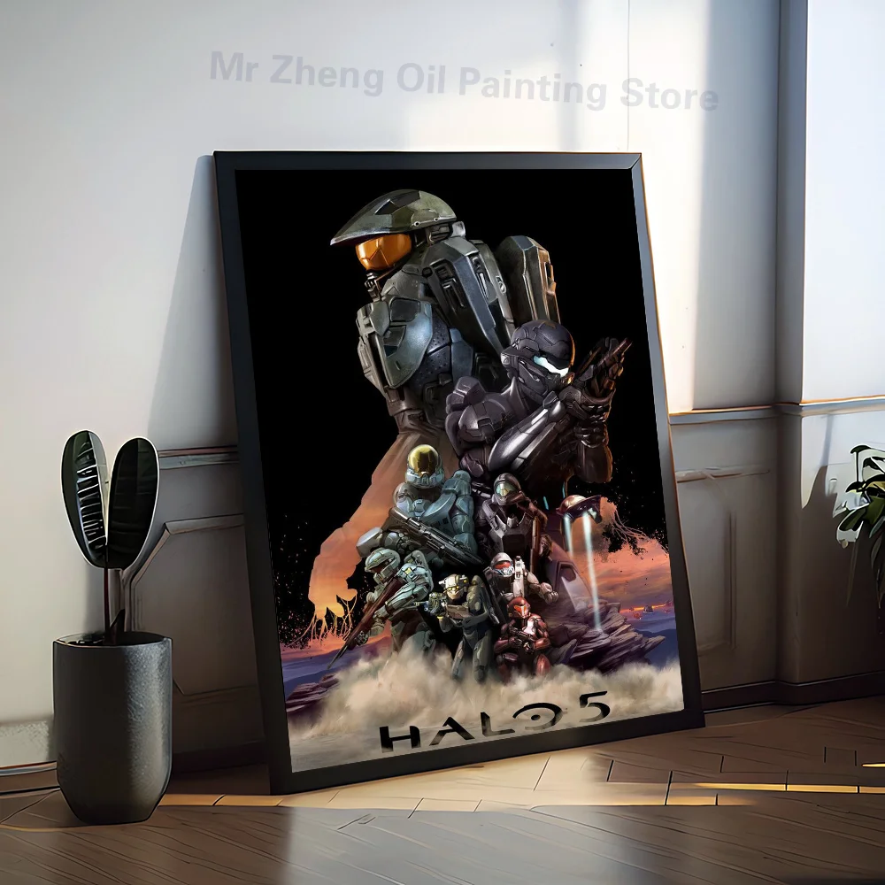 1PC Game H-Halo Cool I-Infinite Poster Self-adhesive Art Waterproof Paper Sticker Coffee House Bar Room Wall Decor