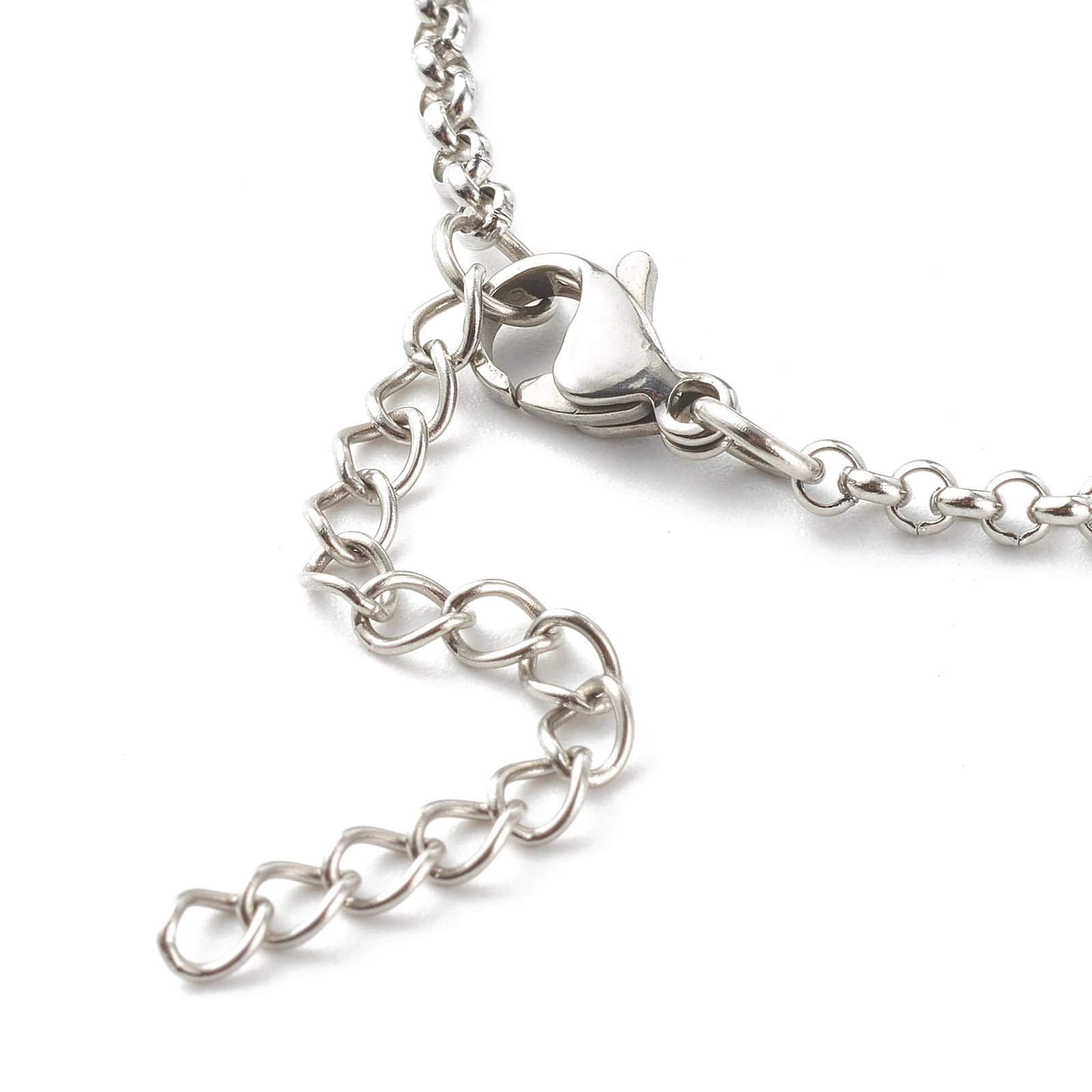 50Pcs Stainless Steel Adjustable Chain for Jewelry Making DIY Loops Connector Pendant Bracelet Chain with Clasps &Chain Extender