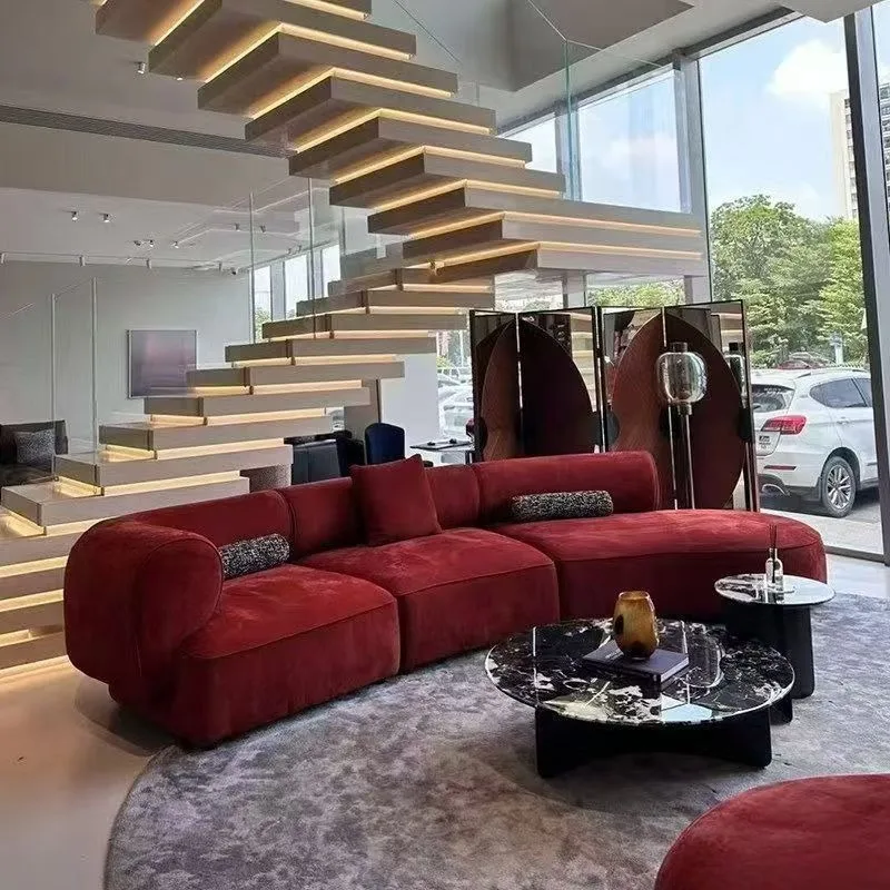 Light luxury simple modern living room red sofa