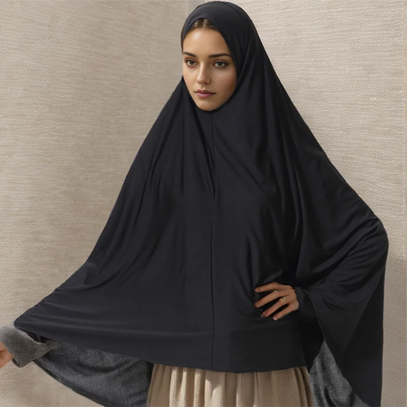 Women Elegant Khimar Modest Muslim Islamic Ramadan Soft Lightweight Jersey Hijab Long Scarf Amira Prayer Abaya Jilbab 130*95cm