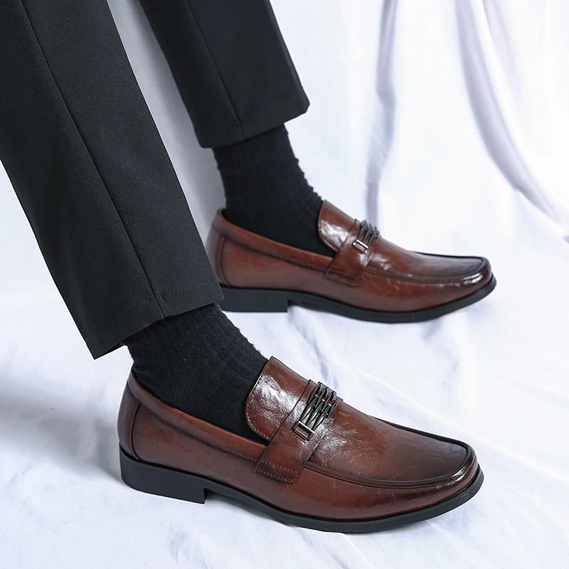 

Итальянские Высококачественные Кожаные слипоны, мужские деловые классические туфли с круглым носком, британские слипоны, формальные повседневные лоферы, оксфорды, свадебные туфли
