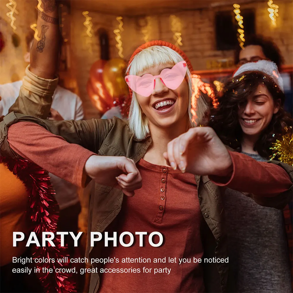 

4Pcs Trendy Frameless Heart Sunglasses Lightweight Uv Protection Shades for Pool Party Bachelorette Wedding Photo Shoot Daily