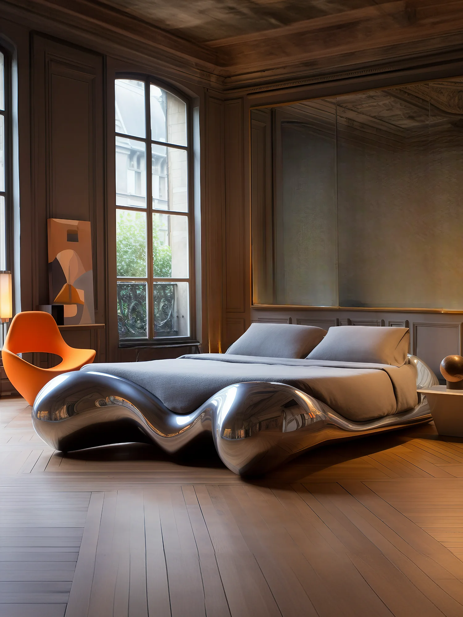 Design original Ripple Realm Cama de casal Móveis de arte pós-moderna italiana