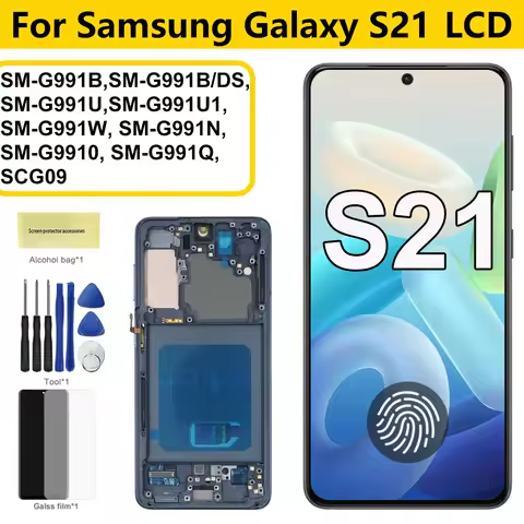 Super AMOELD For Samsung Galaxy S21 5G G991B G991N G991U LCD Display Touch Screen Digitizer with Frame For Samsumg S21 LCD