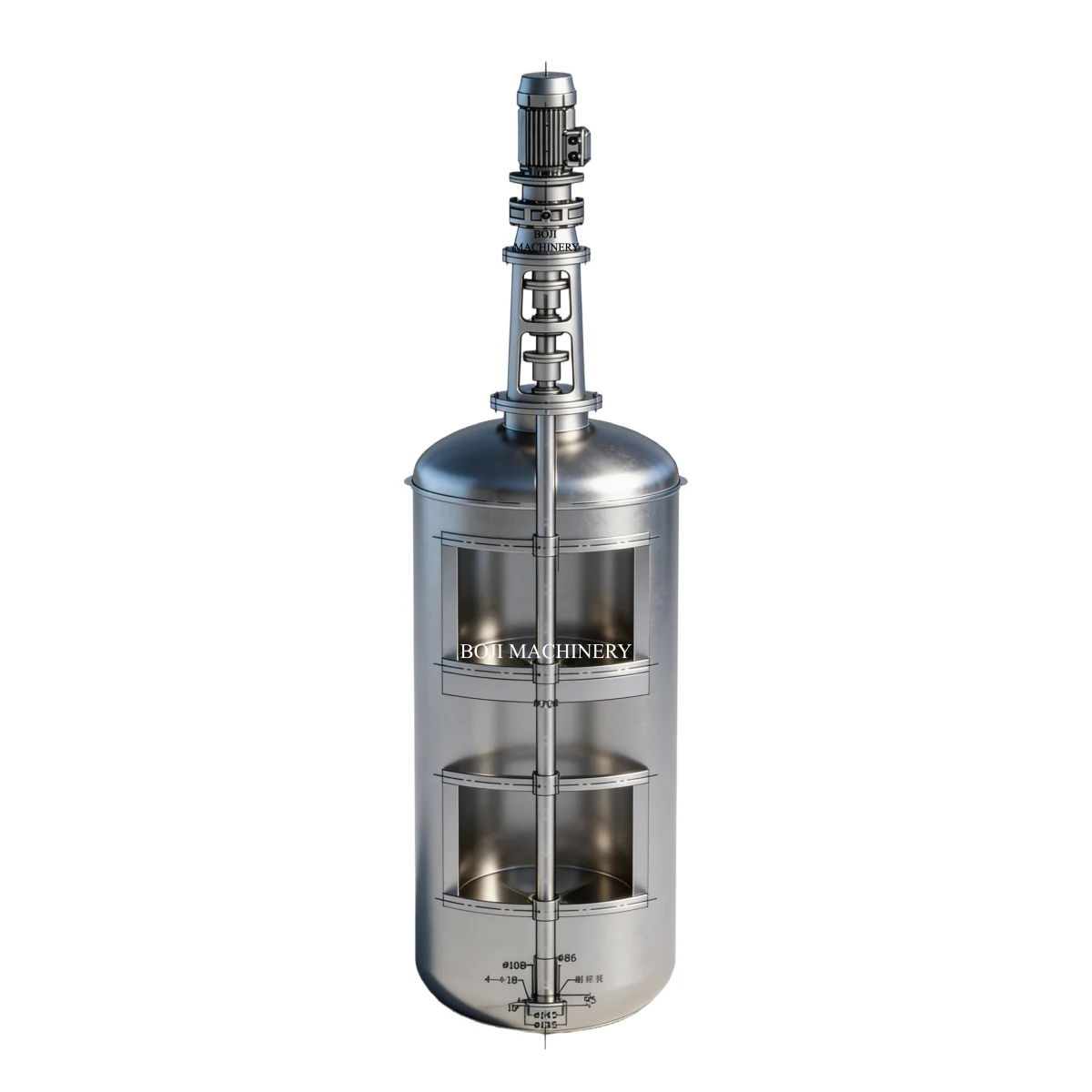High Efficiency Right Angle Agitator and Mixer Propeller Equipped with Cast Iron Reverse Gearbox Bevel Gear K Series Gearbox