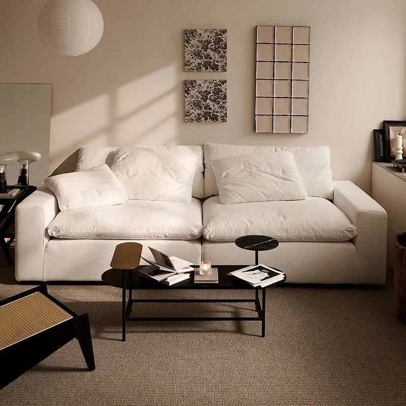 Divano Cloud, crema, piumino, moderno, semplice, piccolo appartamento, soggiorno, tessuto