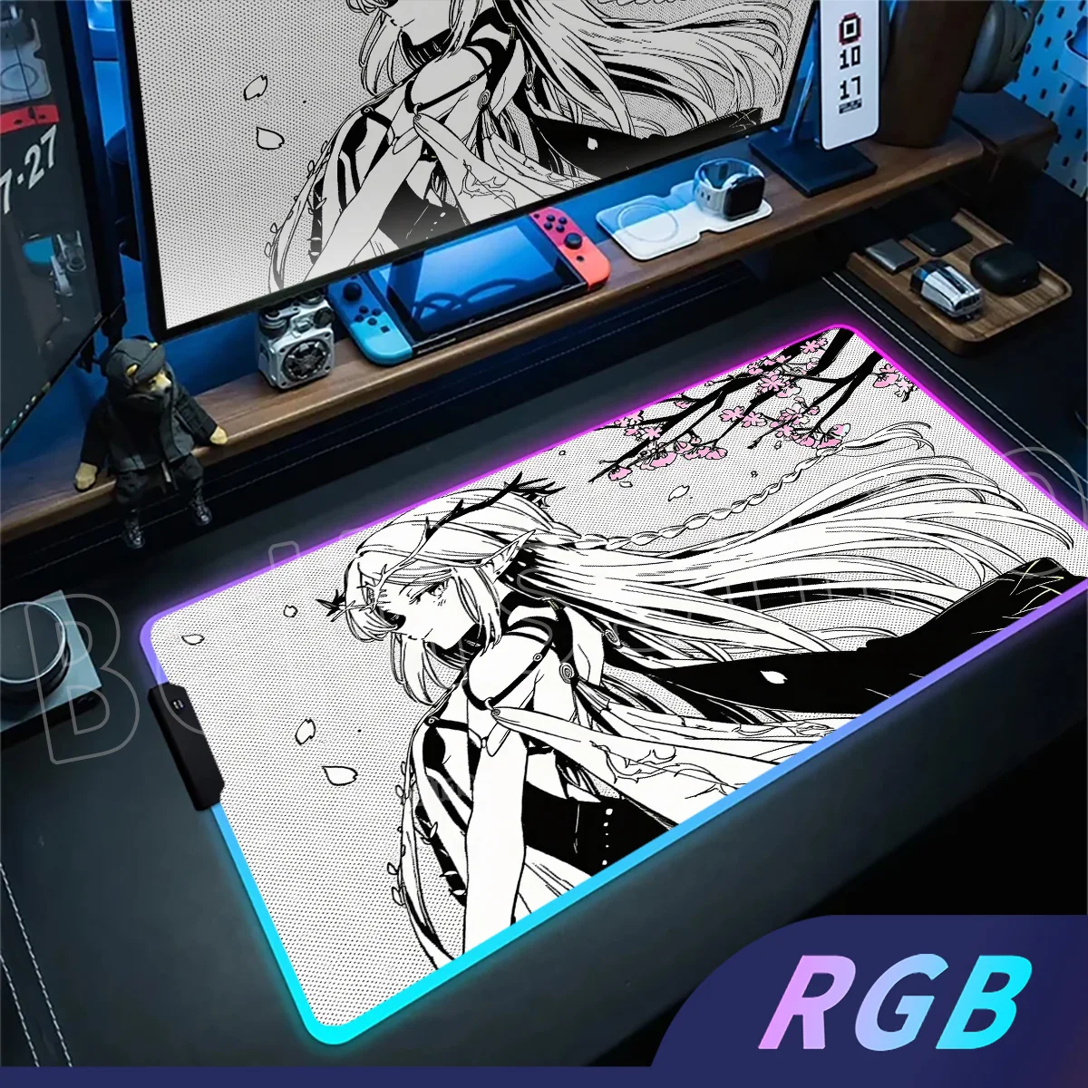 

E-sports Black Wuthering Waves Mousepad Gamers RGB Mouse Pad Kawaii Girls PC Gaming Laptop Keyboard Coletta Cartethyia Mouse Mat