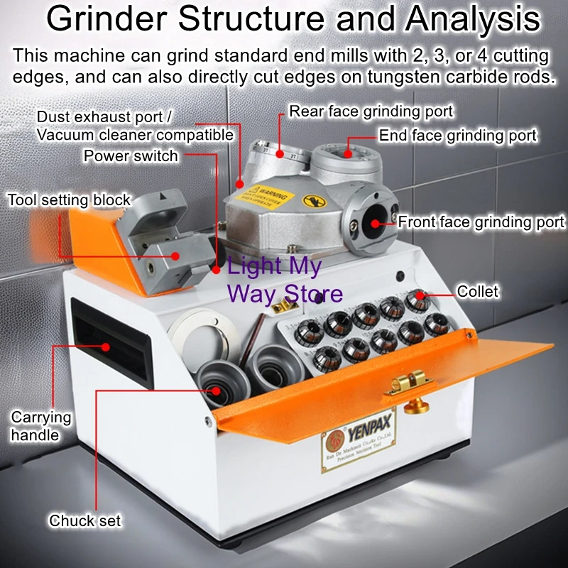 YP313 End Mill Grinder: Fully Automatic, User-Friendly Grinding Machine for End Mills (Carbide and Tungsten Steel)