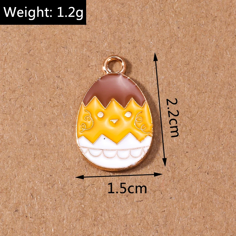 10 stücke Cartoon Emaille Tier Küken Ei Charme für Schmuck Machen Frauen Nette Tropfen Ohrringe Anhänger Halsketten DIY Handwerk Liefert – Detail 24
