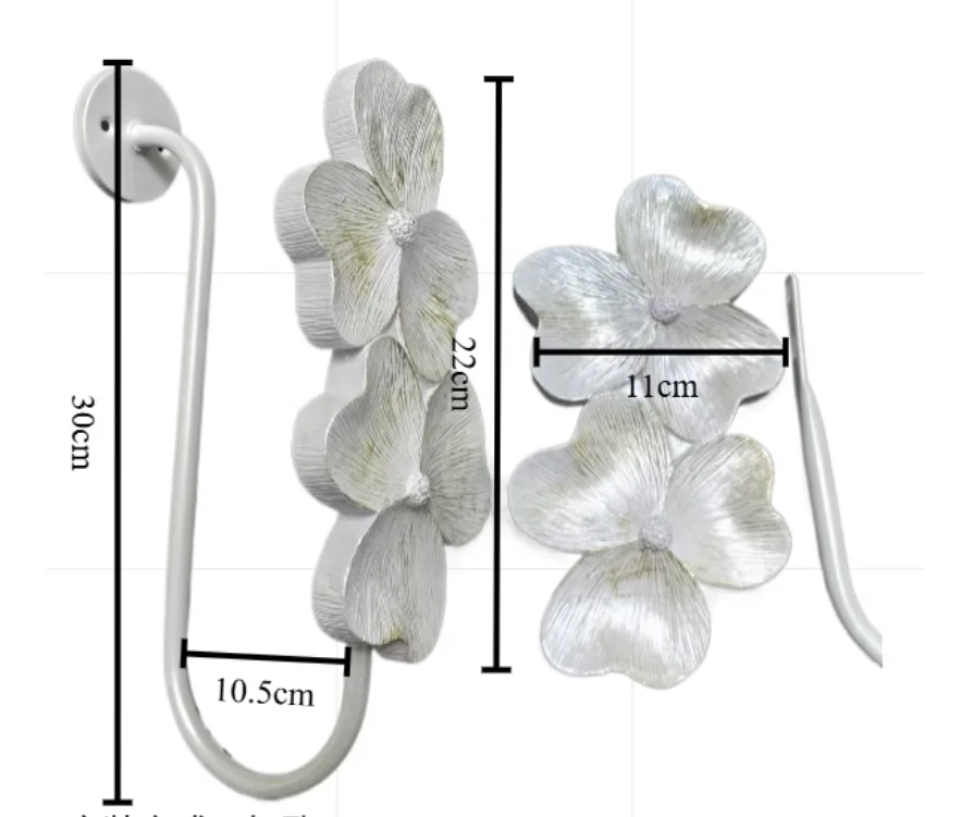 Nordic Creative Flower Shaped Curtains Hook Wall Hook Resin Flower Metal Pole Living Room Bedroom Curtains Collection