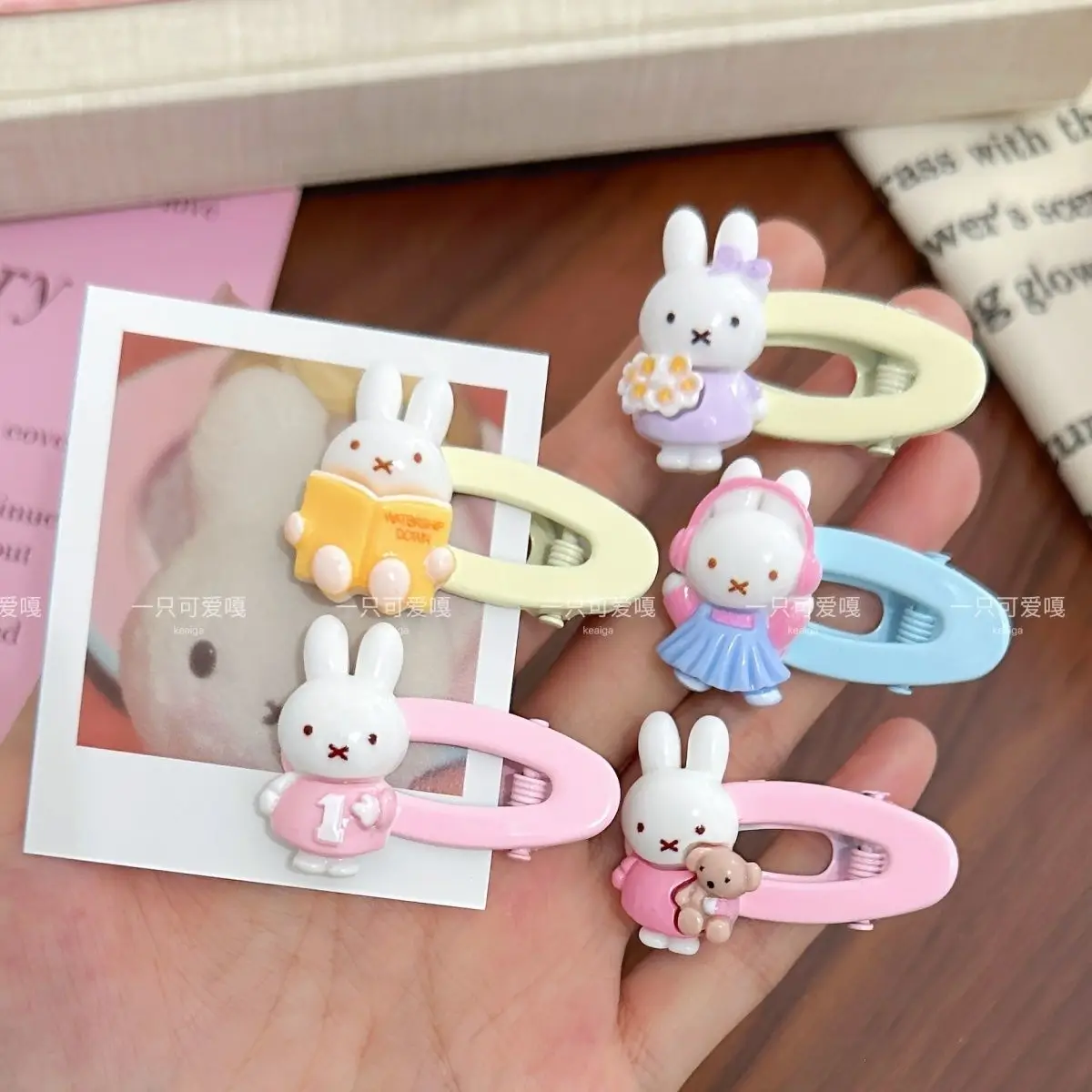 5 SZT. Spineczek do włosów Miffy Słodkie Dziewczęce Kolory Dopaminowe Kreskówkowe Klipsy z Kaczym Dziobem Uczennice Dzieci Kawaii Kreskówkowe Akcesoria do Włosów Prezent