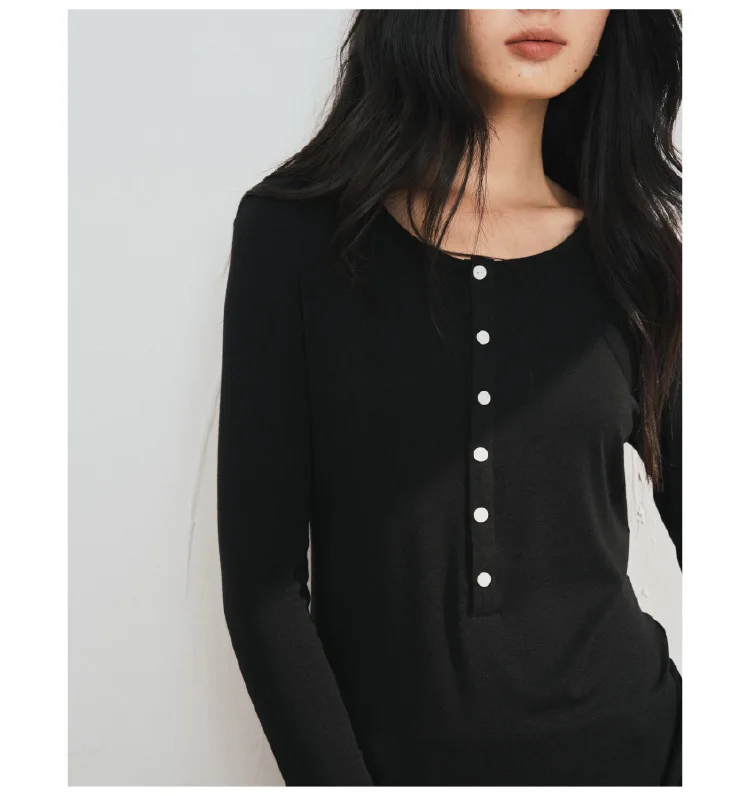 2026 Damen Herbst Dünne Basic Langarm T-Shirts O-Ausschnitt Gestrickte Lyocell-Wollmischung Pullover Lässige Oberteile für Damenmode – Detail 21