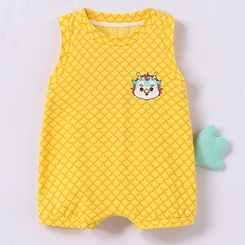 Kawaii Dragon Summer Newborn Baby Clothes Girls Boys Korea Bodysuit Cottton  Twins Outfits Toddler Romper Baby Cartoon Onesie