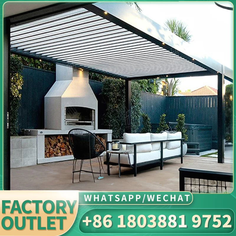 The Best and Cheapest electric sliding backyard customized colors pergolas With Long-term Service pergola curtains