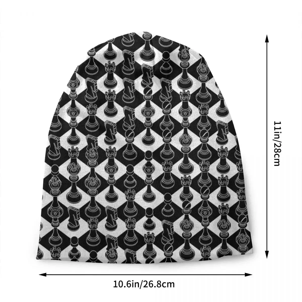 Isometric Chess Piece Black Beanies Caps For Men Women Unisex Streetwear Winter Warm Knit Hat Adult Chessboard Lover Bonnet Hats