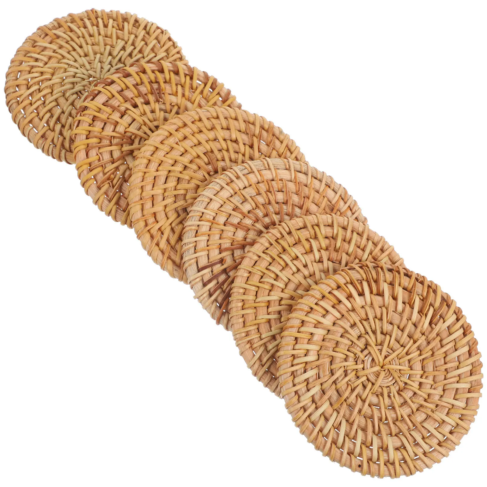 6 قطعة الوقايات كأس الروطان الطبيعية اليدوية المنسوجة بساط عازل للحرارة لطاولة الطعام مقهى ديكور المنزل الوقايات الروطان #1