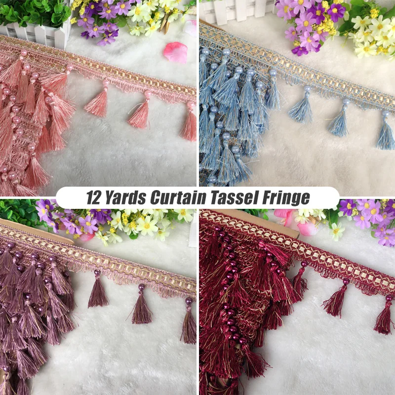 

12 Yards Curtain Tassel Fringe Edging Lace Trim DIY Sewing Crafts Curtains Cushions Furnishings Upholstery Decor