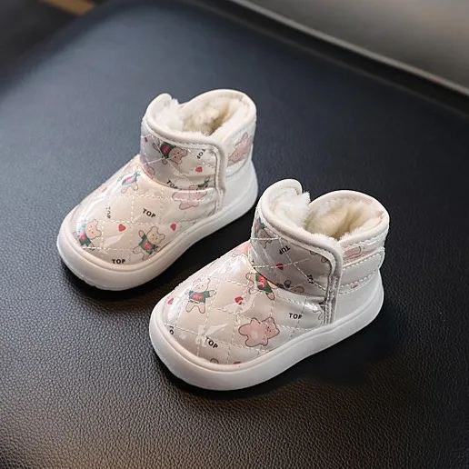 2025 New Kids Fashion Print Snow Boots Boys Girls Warm Plus Cashmere Lined Boots Non-slip Outdoor Shoes Children's Casual Boots