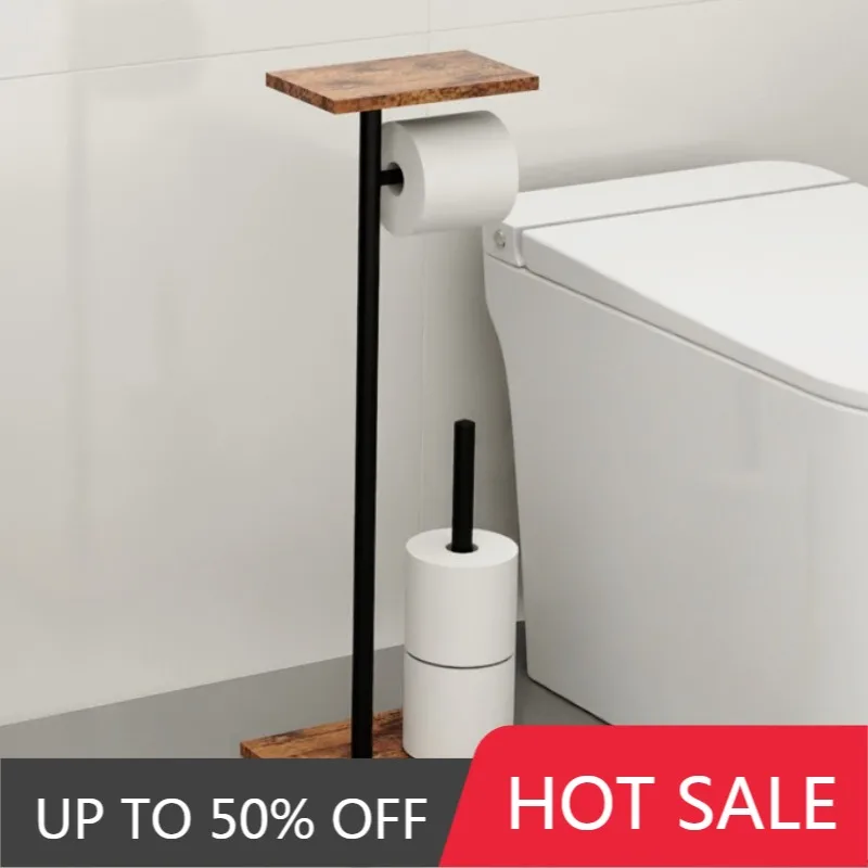 Floor Toilet Paper Holder Bathroom Tissue Rack Multifunctional Tissue Holders Wood Elegant Napkin Racks Bathrooms Accessories