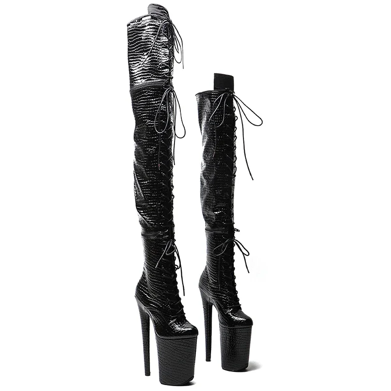 Leecabe 23CM/9Inch Pu Upper Zipper split boots Women New Design Three ways wear boots Extreme High Heel Detachable boots