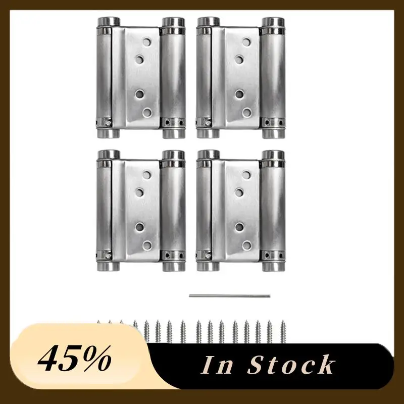 

A78K New 4Pcs 3" Door Swing Self Closing Self Closing Door Hinges For Cafe Saloon Pub Swinging Doors Silver
