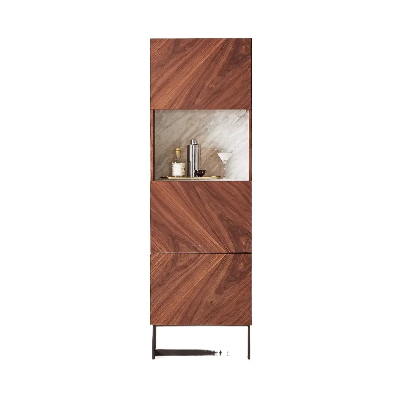 Family restaurant bar cabinet wood with marble shelving and top storage
