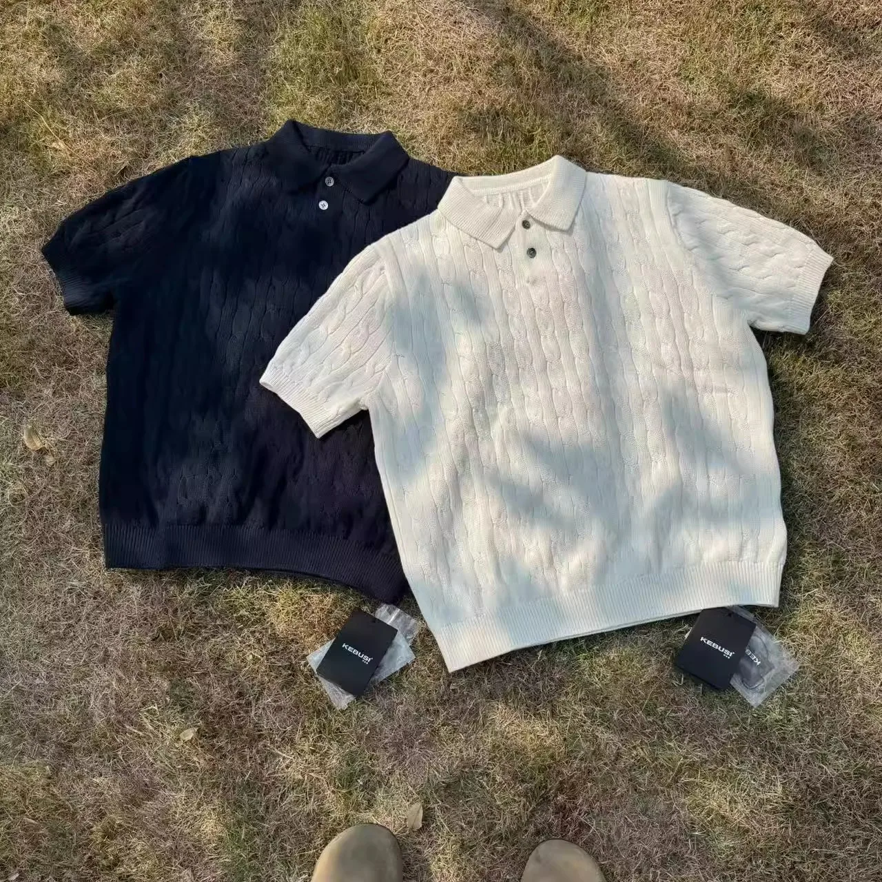 Man Knitting Base Layers 2026 New Summer Men Knitted Shirt Vintage Lapel Short Sleeve T Shirt High Grade Casual Tops