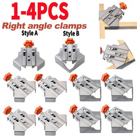 1-4PCS 90 Degree Right Angle Clamp Fixing Clips Stainless Steel Woodworking Corner Clamp Opened/Closed for Wood Panel Splicing