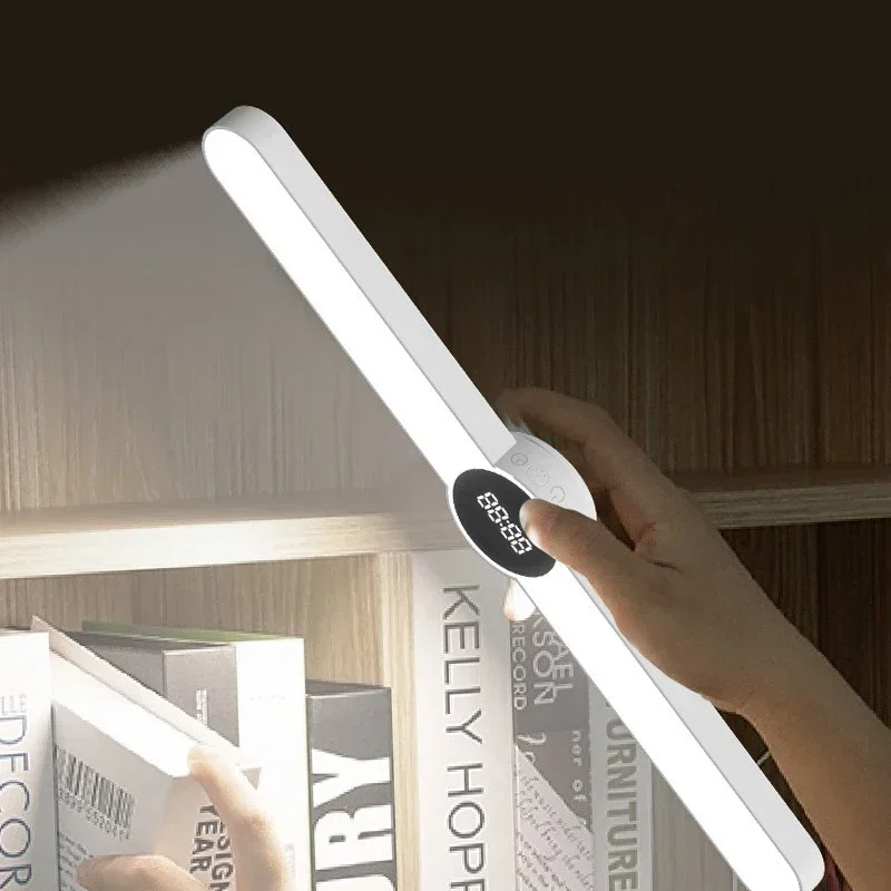 LED Desk Lamp USB Hanging Magnetic Stepless Dimming Clock Table Lamp Recharge Cabinet Closet Wardrobede Bedroom Desk Night Light image 4