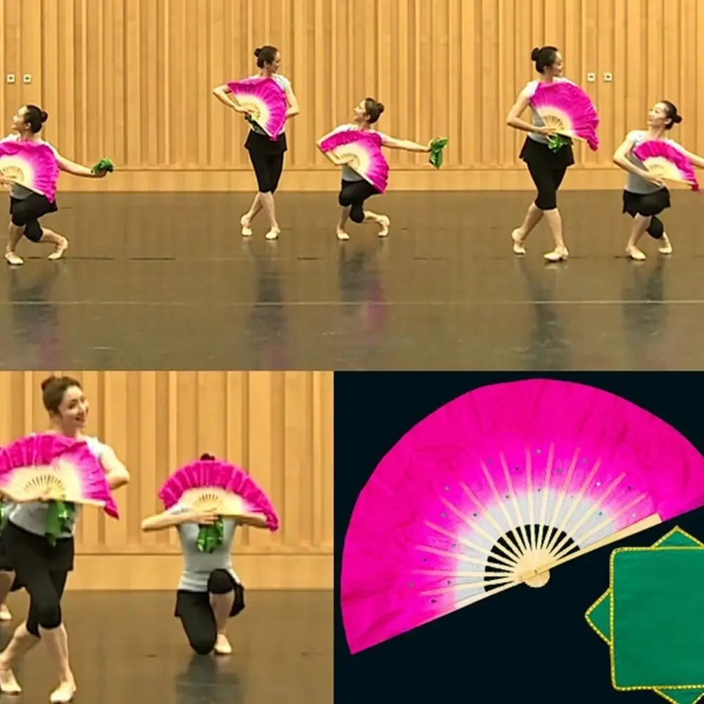 30/36 سنتيمتر الخيزران الصينية قصيرة الرقص الشرقي مروحة 10/15/40 سنتيمتر نصف دائرة الحرير 7 أنماط الخيزران المشجعين 4 ألوان اليد صبغ الكبار مروحة #1