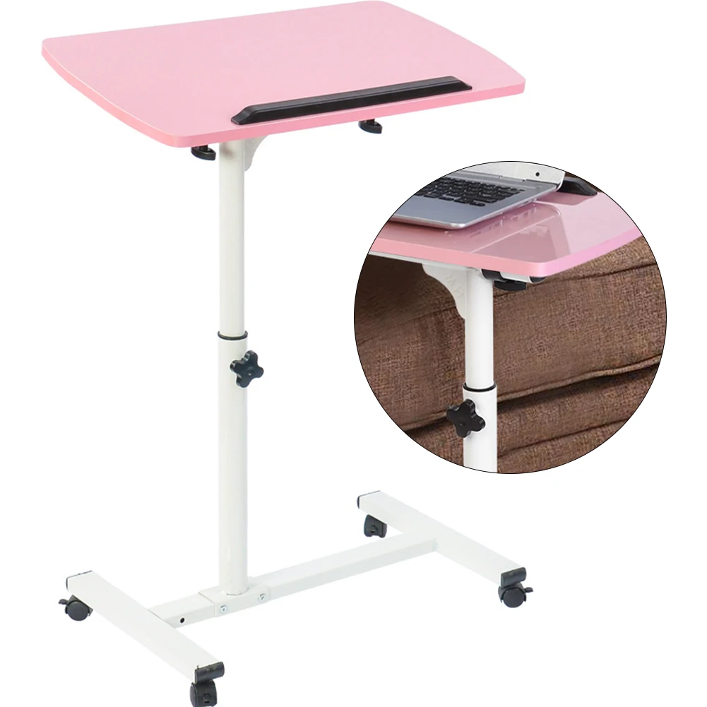 Portable Multifunctional Removable Laptop Desk with Wheels Bed Sofa Books Snack Pink image 2