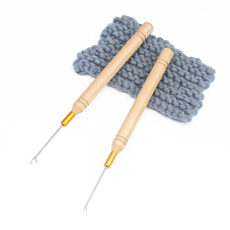 

Hook Needle Tools Wooden Handle Hook Needle Lace Wig Making Knitting Micro Rings Loop Hair Extension Weaving Sewing Supplies