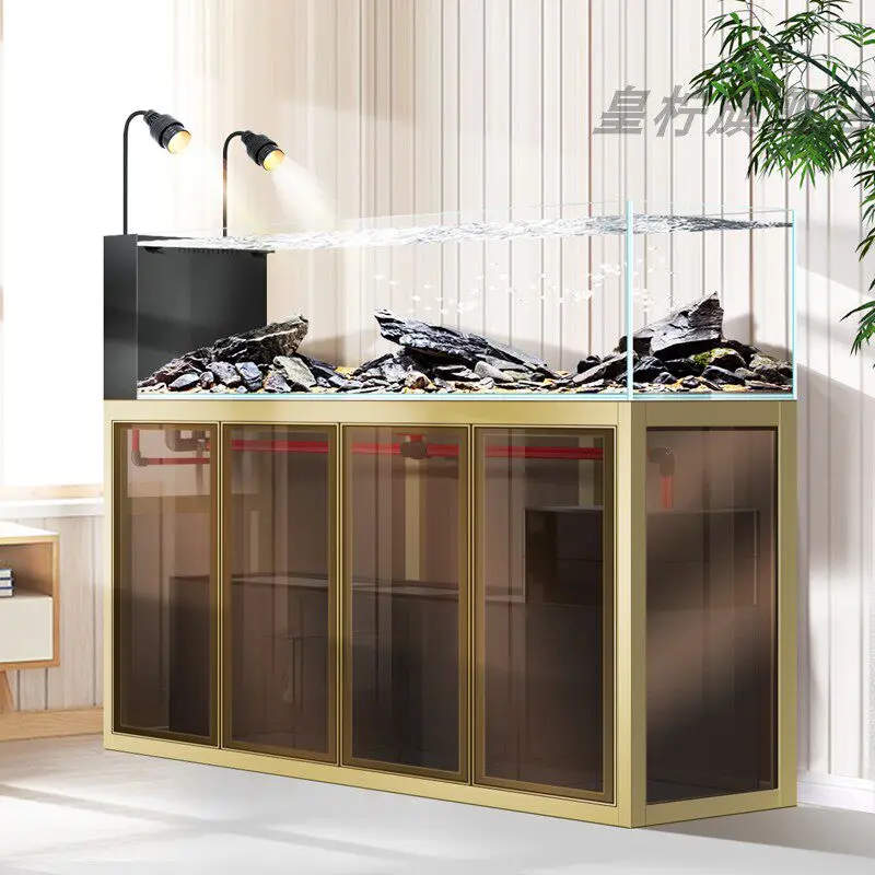 CX stream tank ultra-white glass living room household ecological free care goldfish tank bottom filter screen partition