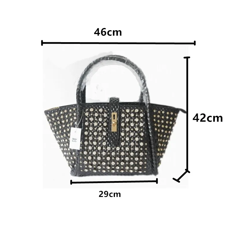 Luxury Fashion Diamonds Women Handbags Genuine Leather Female Dumplings Shoulder Slung Bag Drill Lock Messenger Crossbody Bags