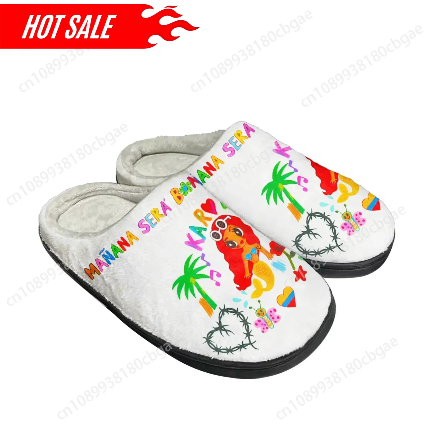 Mañanabara Bonito Karol G Home شباشب قطنية مخصصة للرجال والنساء صنادل قطيفة لغرفة النوم أحذية دافئة غير رسمية شبشب حراري