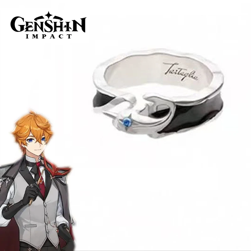Game Genshin Impact Tartaglia Cosplay Ring Unisex Fashion Adjustable Opening Rings Accessories Gifts