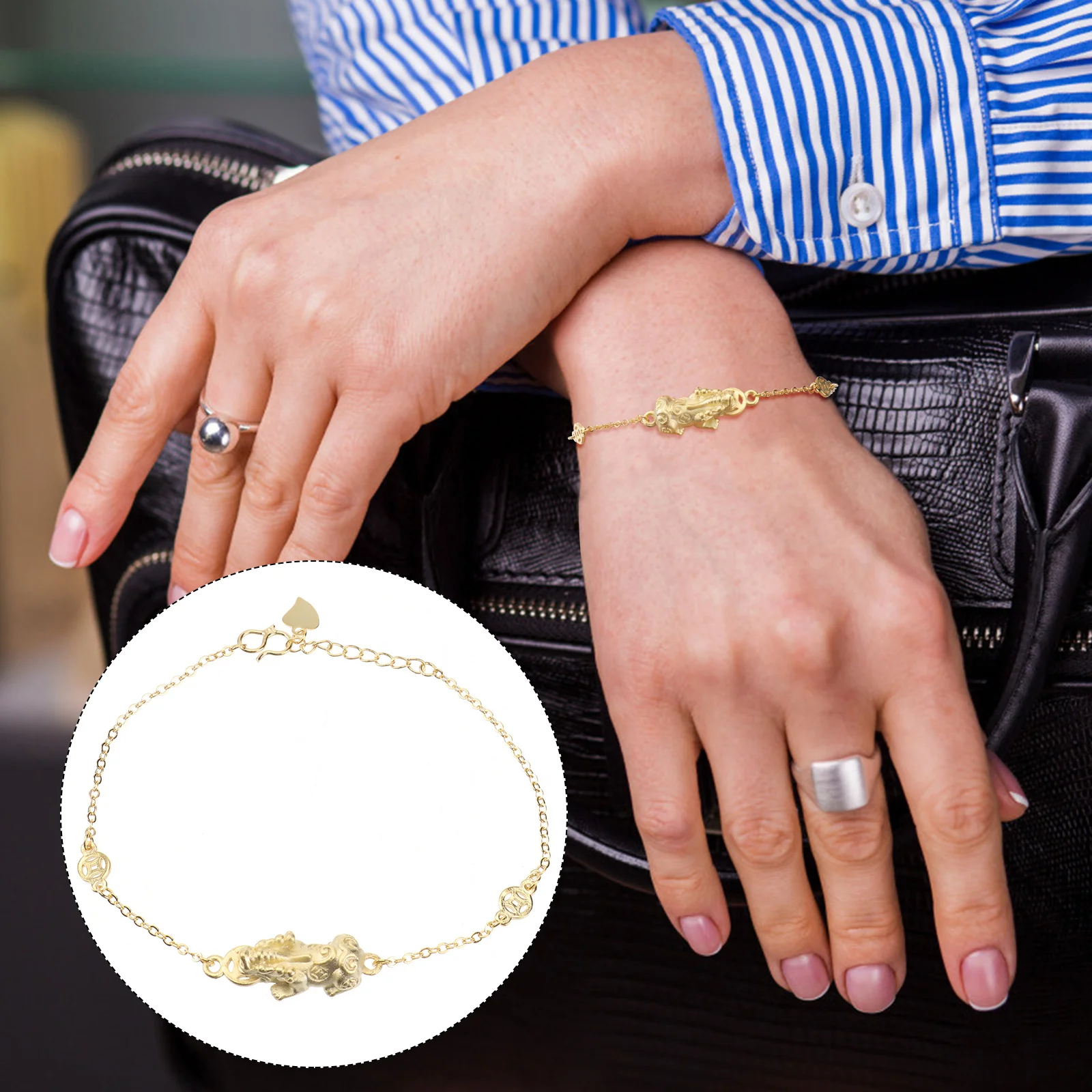 

Golden Plated Feng Shui Bracelet Adjustable Chain Wealth Amulet Jewelry for Men Women Feng Shui Bracelets