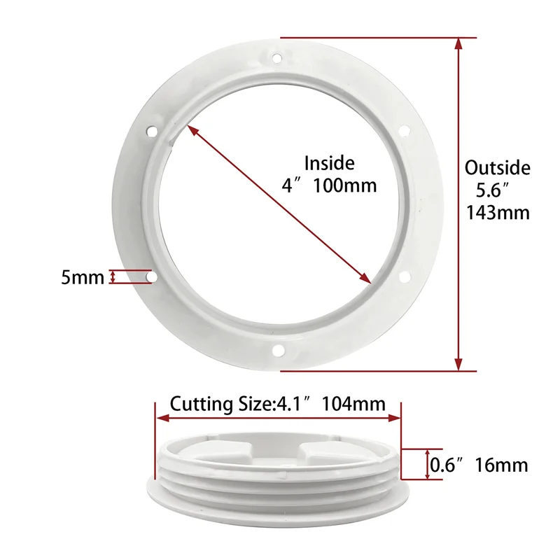 4in Marine Round Inspection Deck Plate Hatch with Detachable Smooth Center, Water Tight for Outdoor