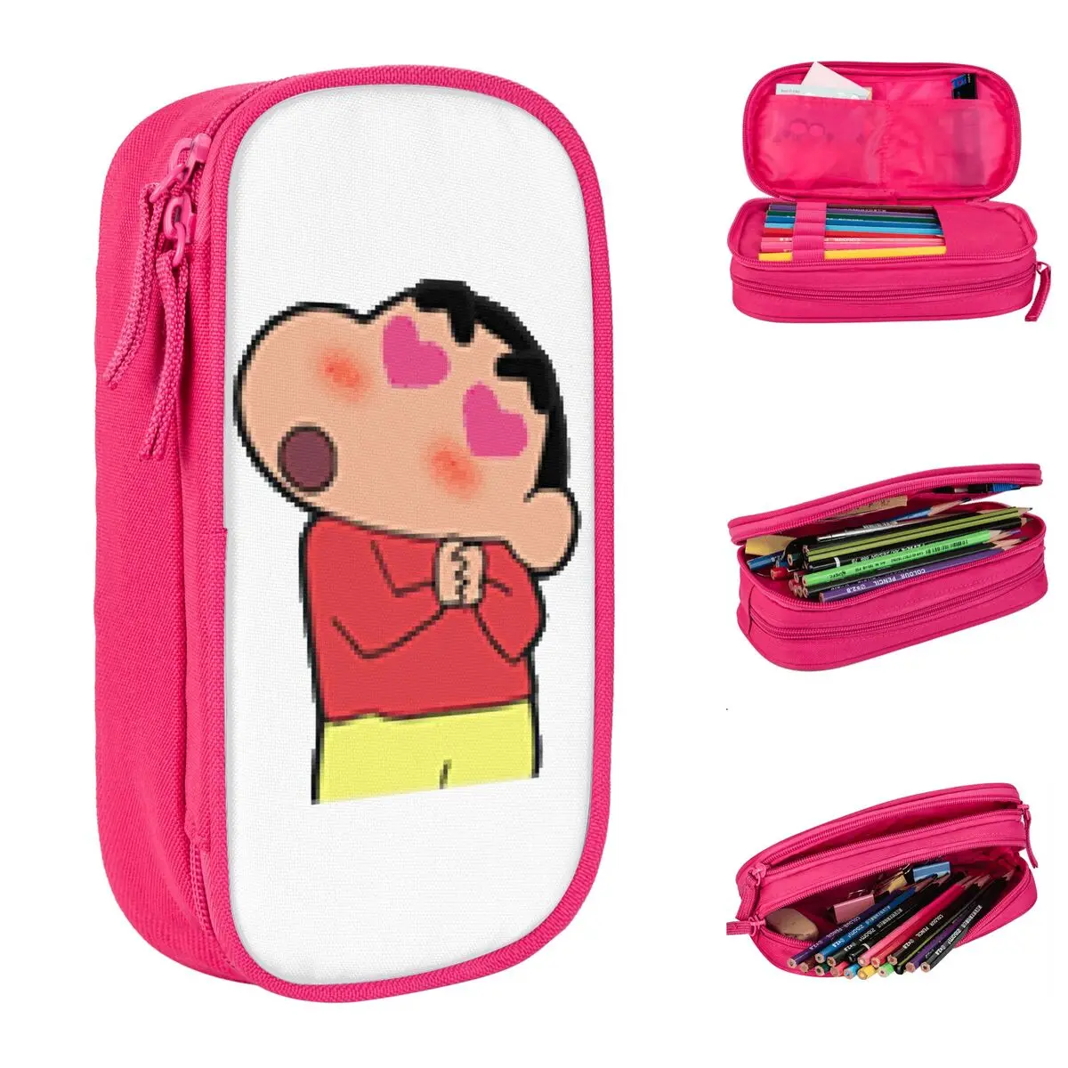 

Shinechan Japanese Cartoon Pencil Case Creative Crayon Shin-chan Pen Box Bags Big Capacity Students School Cosmetic Pencil Box