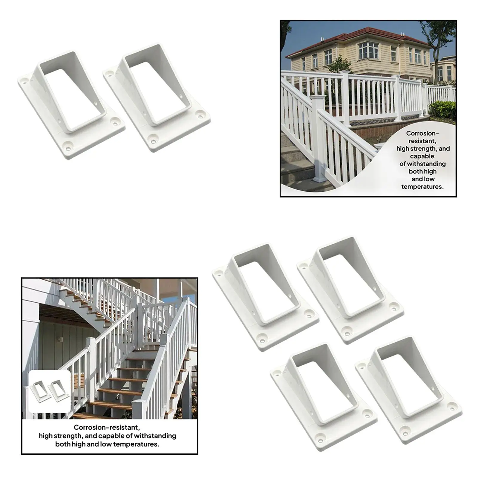 2" x 3 1/2" PVC Stair Railing Bracket Kit with Screws Attachment Replace Parts